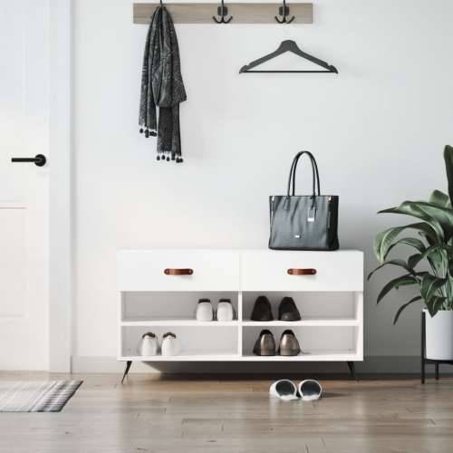 Klupa za cipele sjajna bijela 102x35x55 cm konstruirano drvo - Visoko sjajno bijela 1 Cijena