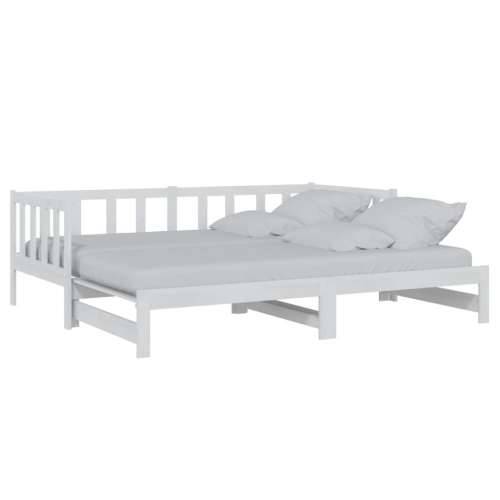 Dnevni ležaj na izvlačenje bijeli 2x(90x200)cm masivna borovina - Bijela 90 x 200 cm Cijena