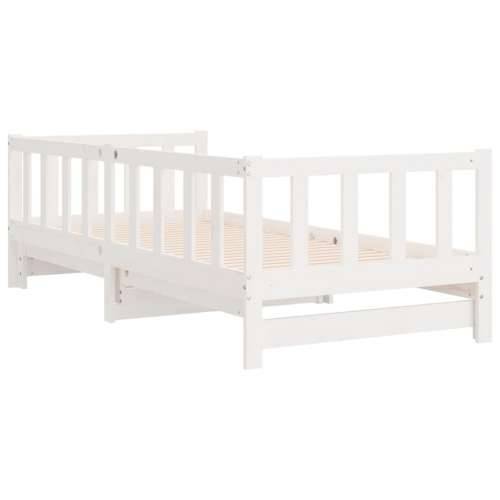 Dnevni ležaj na izvlačenje bijeli 2x(90x200)cm masivna borovina - Bijela 90 x 200 cm Cijena