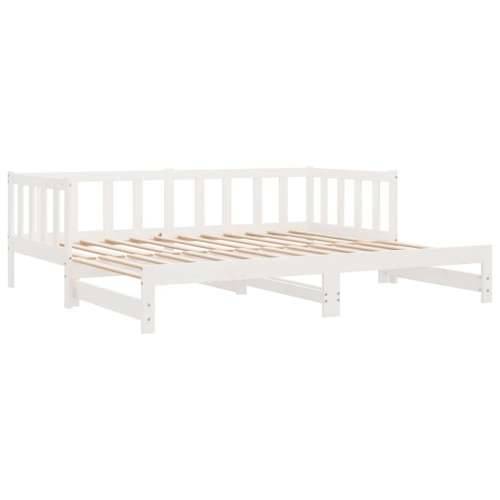 Dnevni ležaj na izvlačenje bijeli 2x(90x200)cm masivna borovina - Bijela 90 x 200 cm Cijena
