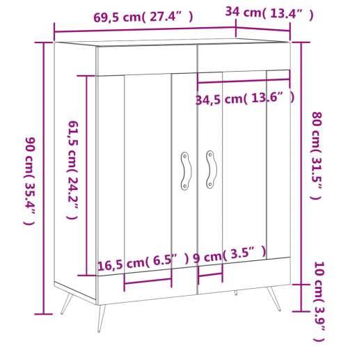 Komoda crna 69,5 x 34 x 90 cm od konstruiranog drva Cijena