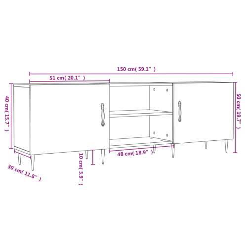 TV ormarić boja betona 150x30x50 cm od konstruiranog drva - Beton siva 1 Cijena