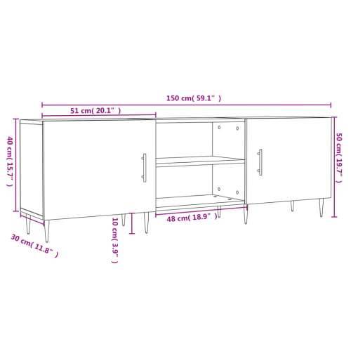 TV ormarić boja dimljenog hrasta 150x30x50 cm konstruirano drvo - Dimljeni hrast 1 Cijena