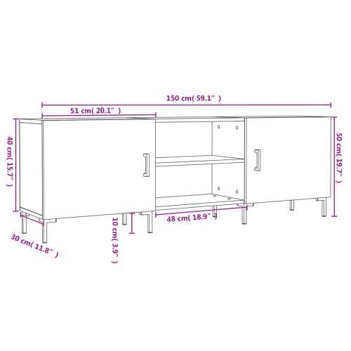 TV ormarić bijeli 150 x 30 x 50 cm od konstruiranog drva - Bijela 1 Cijena