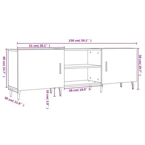 TV ormarić sjajni bijeli 150 x 30 x 50 cm od konstruiranog drva - Visoko sjajno bijela 1 Cijena