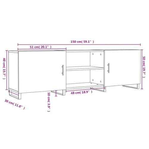 TV ormarić bijeli 150 x 30 x 50 cm od konstruiranog drva - Bijela 1 Cijena