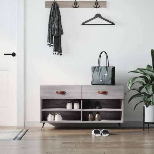Klupa za cipele siva boja hrasta 102x35x55 cm konstruirano drvo - Sivi hrast sonoma 1 Cijena
