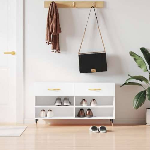 Klupa za cipele sjajna bijela 102x35x55 cm konstruirano drvo - Visoko sjajno bijela 1 Cijena