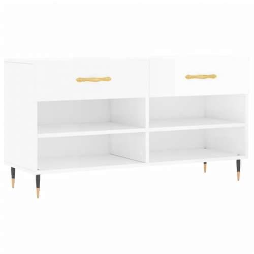 Klupa za cipele sjajna bijela 102x35x55 cm konstruirano drvo - Visoko sjajno bijela 1 Cijena