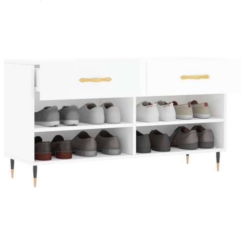 Klupa za cipele sjajna bijela 102x35x55 cm konstruirano drvo - Visoko sjajno bijela 1 Cijena
