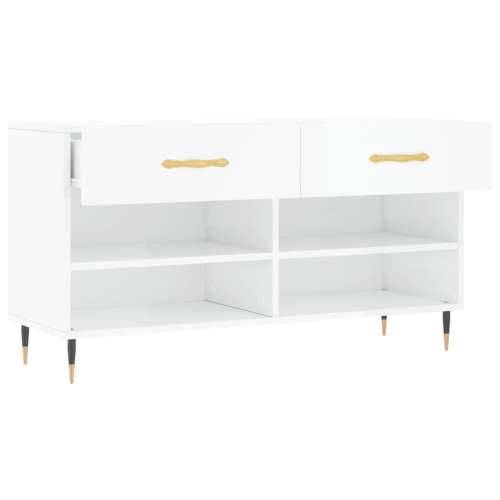 Klupa za cipele sjajna bijela 102x35x55 cm konstruirano drvo - Visoko sjajno bijela 1 Cijena