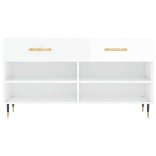Klupa za cipele sjajna bijela 102x35x55 cm konstruirano drvo - Visoko sjajno bijela 1 Cijena