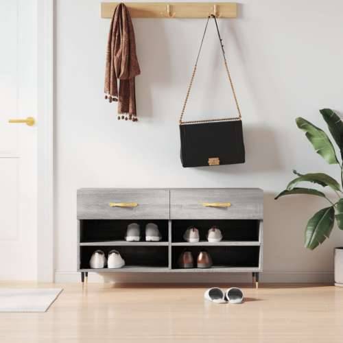 Klupa za cipele siva boja hrasta 102x35x55 cm konstruirano drvo - Sivi hrast sonoma 1 Cijena
