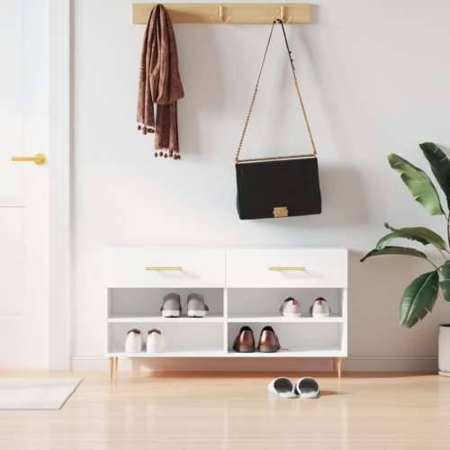 Klupa za cipele bijela 102 x 35 x 55 cm od konstruiranog drva - Bijela 1 Cijena