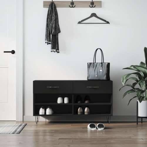 Klupa za cipele crna 102 x 35 x 55 cm od konstruiranog drva - Crna 1 Cijena