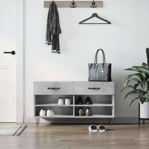 Klupa za cipele siva boja betona 102x35x55 cm konstruirano drvo - Beton siva 1 Cijena