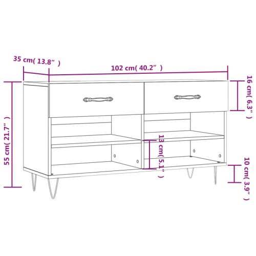 Klupa za cipele boja hrasta 102 x 35 x 55 cm konstruirano drvo Dimljeni hrast 1 Cijena