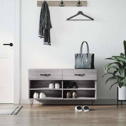 Klupa za cipele siva boja hrasta 102x35x55 cm konstruirano drvo - Sivi hrast sonoma 1 Cijena