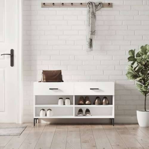 Klupa za cipele bijela 102 x 35 x 55 cm od konstruiranog drva - Bijela 1 Cijena