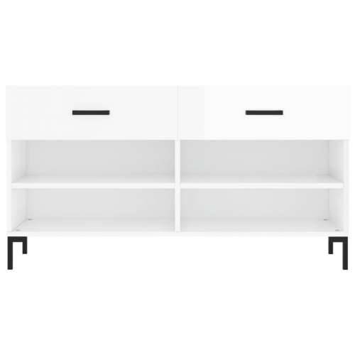 Klupa za cipele sjajna bijela 102x35x55 cm konstruirano drvo - Visoko sjajno bijela 1 Cijena