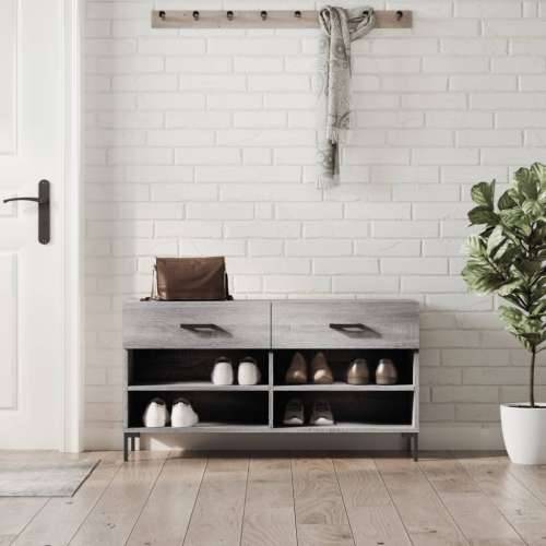 Klupa za cipele siva boja hrasta 102x35x55 cm konstruirano drvo - Sivi hrast sonoma 1 Cijena