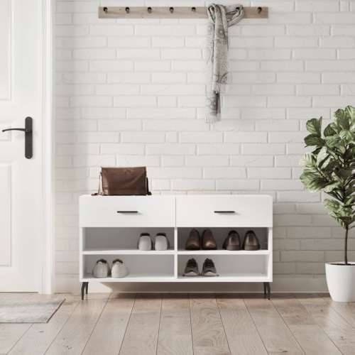 Klupa za cipele sjajna bijela 102x35x55 cm konstruirano drvo - Visoko sjajno bijela 1 Cijena
