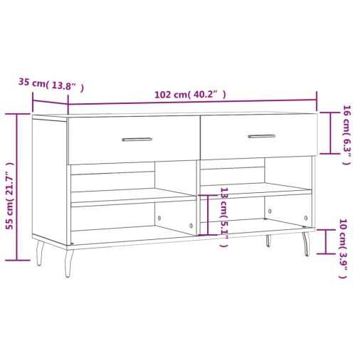 Klupa za cipele sjajna bijela 102x35x55 cm konstruirano drvo - Visoko sjajno bijela 1 Cijena