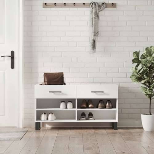 Klupa za cipele bijela 102 x 35 x 55 cm od konstruiranog drva Bijela 1 Cijena