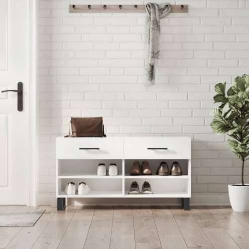 Klupa za cipele sjajna bijela 102x35x55 cm konstruirano drvo - Visoko sjajno bijela 1 Cijena