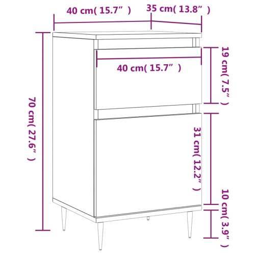 Komoda boja smeđeg hrasta 40 x 35 x 70 cm od konstruiranog drva - Smeđi hrast 1 Cijena