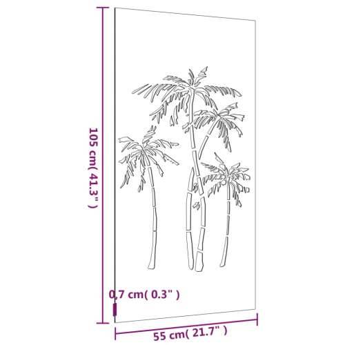 Vrtni zidni ukras 105 x 55 cm čelik COR-TEN s uzorkom palme Cijena