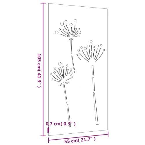 Vrtni zidni ukras 105 x 55 cm čelik COR-TEN s cvjetnim uzorkom Cijena