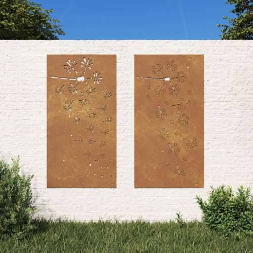 Vrtni zidni ukrasi 2 kom 105x55 cm čelik COR-TEN cvjetni uzorak Cijena