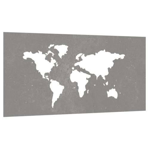 Vrtni zidni ukras 105x55 cm čelik COR-TEN uzorak karte svijeta Cijena