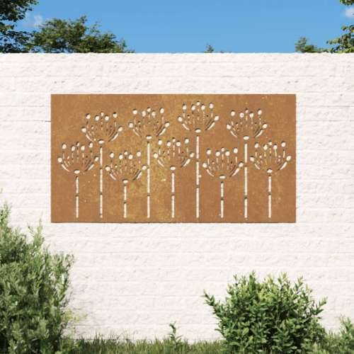 Vrtni zidni ukras 105 x 55 cm čelik COR-TEN s cvjetnim uzorkom Cijena