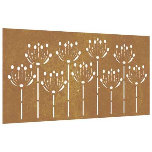 Vrtni zidni ukras 105 x 55 cm čelik COR-TEN s cvjetnim uzorkom Cijena