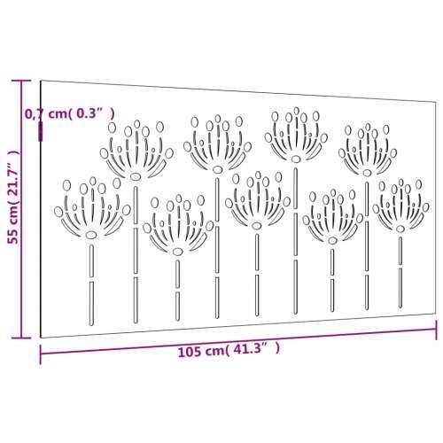 Vrtni zidni ukras 105 x 55 cm čelik COR-TEN s cvjetnim uzorkom Cijena
