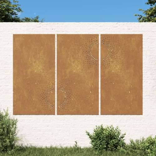 Vrtni zidni ukrasi 3 kom 105x55 cm čelik COR-TEN uzorak sunca Cijena
