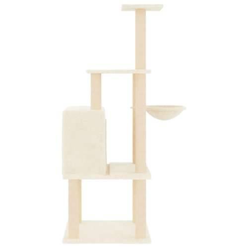 Penjalica za mačke - Kuća za mačke - Grebalica sa stupovima za grebanje krem 132 cm - Krema Cijena