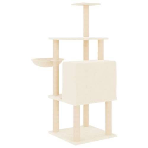 Penjalica za mačke - Kuća za mačke - Grebalica sa stupovima za grebanje krem 132 cm - Krema Cijena