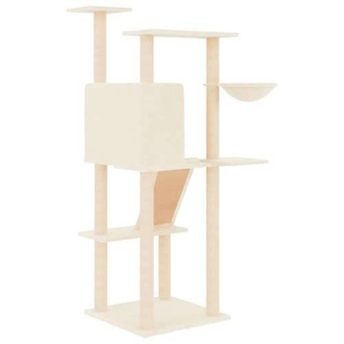 Penjalica za mačke - Kuća za mačke - Grebalica sa stupovima za grebanje krem 143 cm - Krema Cijena