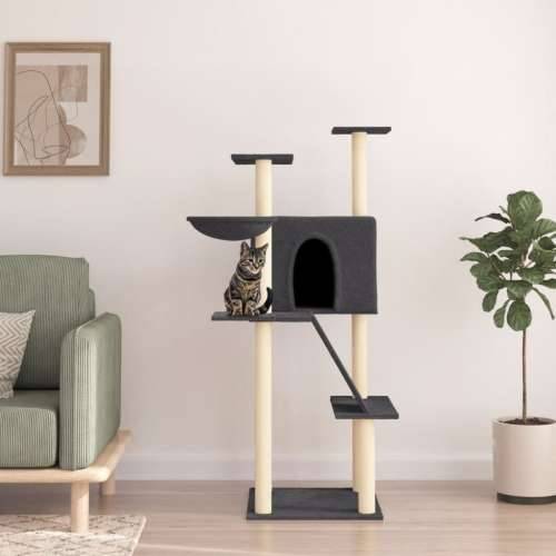 Penjalica za mačke sa stupovima za grebanje tamnosiva 143 cm