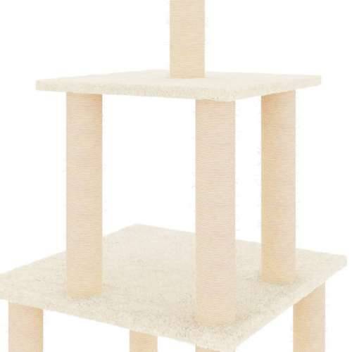 Penjalica za mačke - Kuća za mačke - Grebalica sa stupovima za grebanje krem 111 cm - Krema Cijena