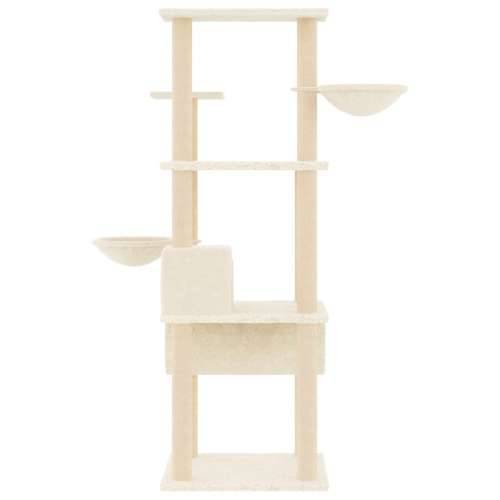 Penjalica za mačke - Kuća za mačke - Grebalica sa stupovima za grebanje krem 141 cm - Krema Cijena