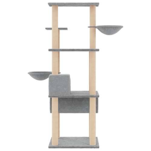Penjalica za mačke - Kuća za mačke - Grebalica sa stupovima za grebanje svjetlosiva 141 cm - Svjetlosiva Cijena