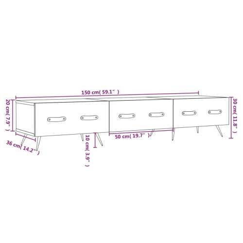TV ormarić bijeli 150 x 36 x 30 cm od konstruiranog drva - Bijela 1 Cijena