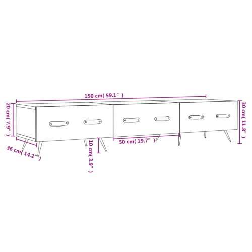 TV ormarić sjajni bijeli 150 x 36 x 30 cm od konstruiranog drva - Visoko sjajno bijela 1 Cijena