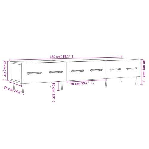 TV ormarić sjajni bijeli 150 x 36 x 30 cm od konstruiranog drva - Visoko sjajno bijela 1 Cijena