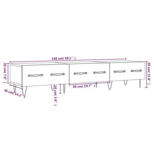 TV ormarić crni 150 x 36 x 30 cm od konstruiranog drva - Crna 1 Cijena