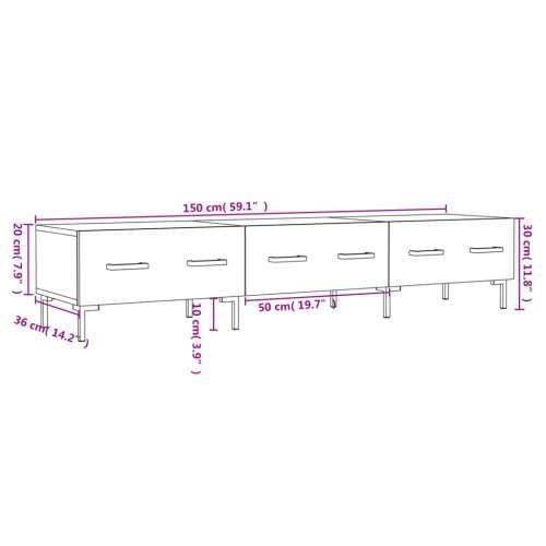 TV ormarić sjajni bijeli 150 x 36 x 30 cm od konstruiranog drva - Visoko sjajno bijela 1 Cijena